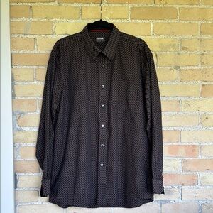 Cotton Reel Men's Black and Brown Patterned Shirt